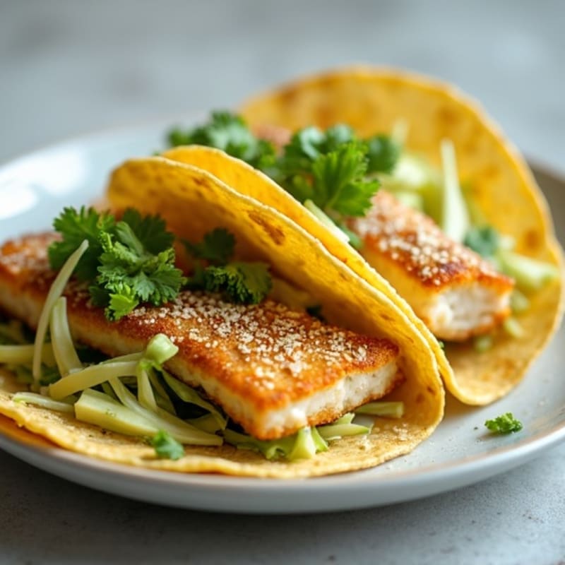 Crispy Baked White Fish Tacos with Fresh Cabbage Slaw