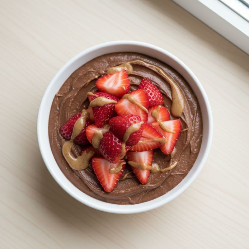 Silky Chocolate Protein Pudding with Fresh Strawberries