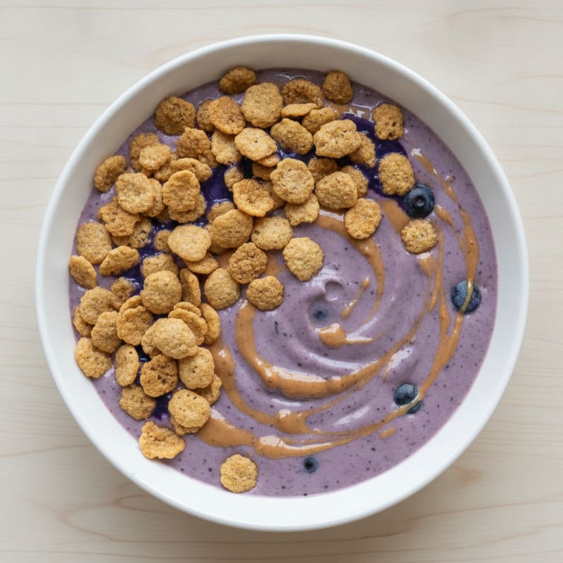 Whey Protein Blueberry Smoothie with Kashi Cereal