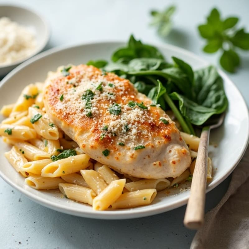 Healthy Creamy Garlic Parmesan Chicken Pasta