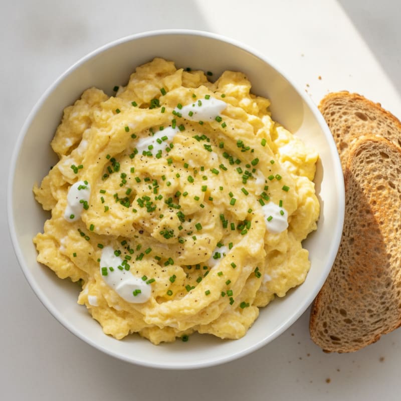 Fluffy Scrambled Eggs with Chives