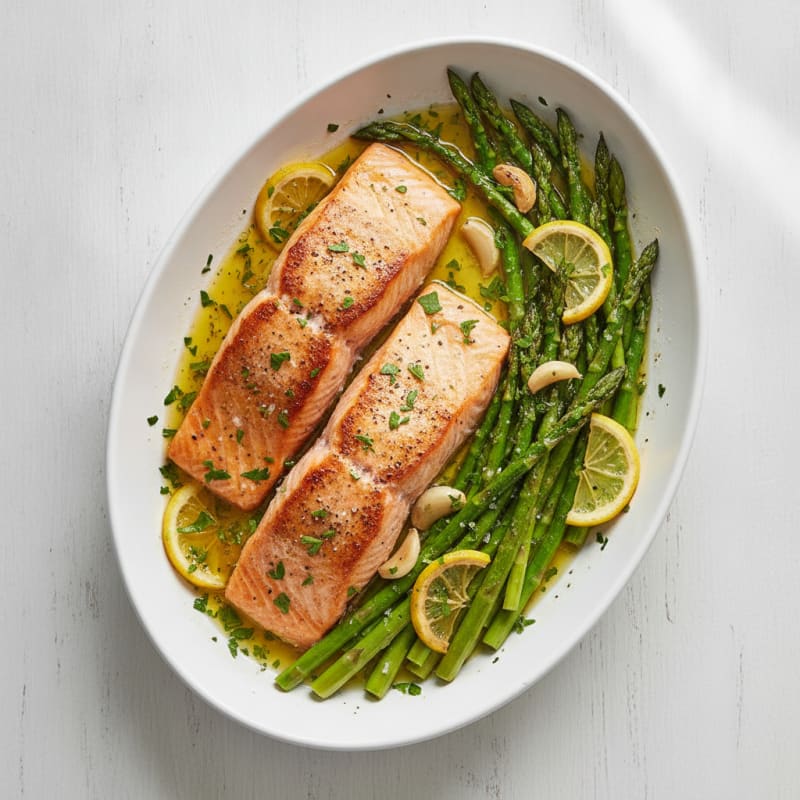 Lemon Herb Baked Salmon with Asparagus