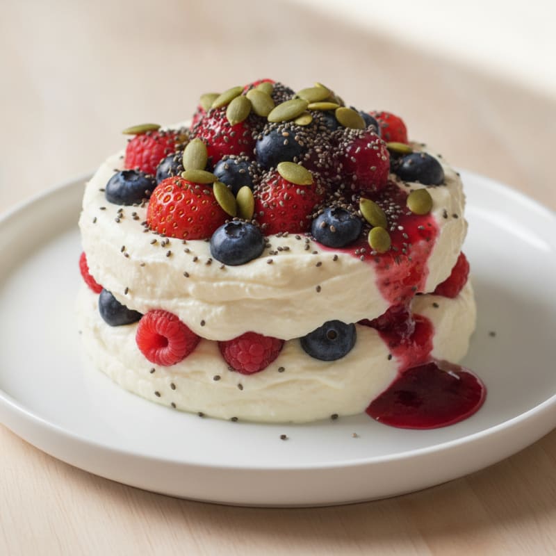 Creamy Protein Berry Parfait with Chia and Pumpkin Seeds