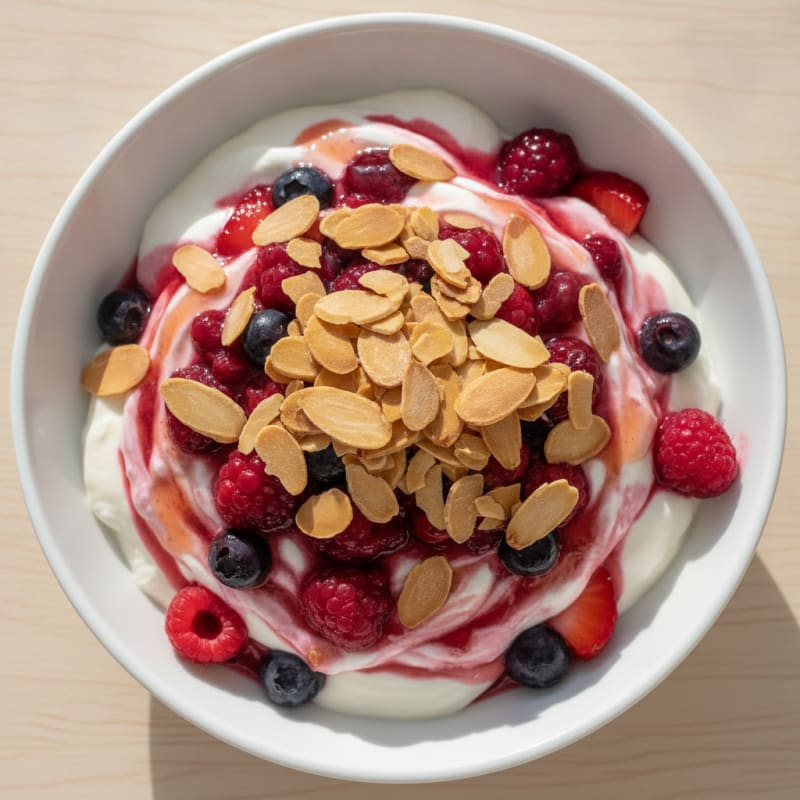 Greek Yogurt Protein Parfait with Berries and Almonds