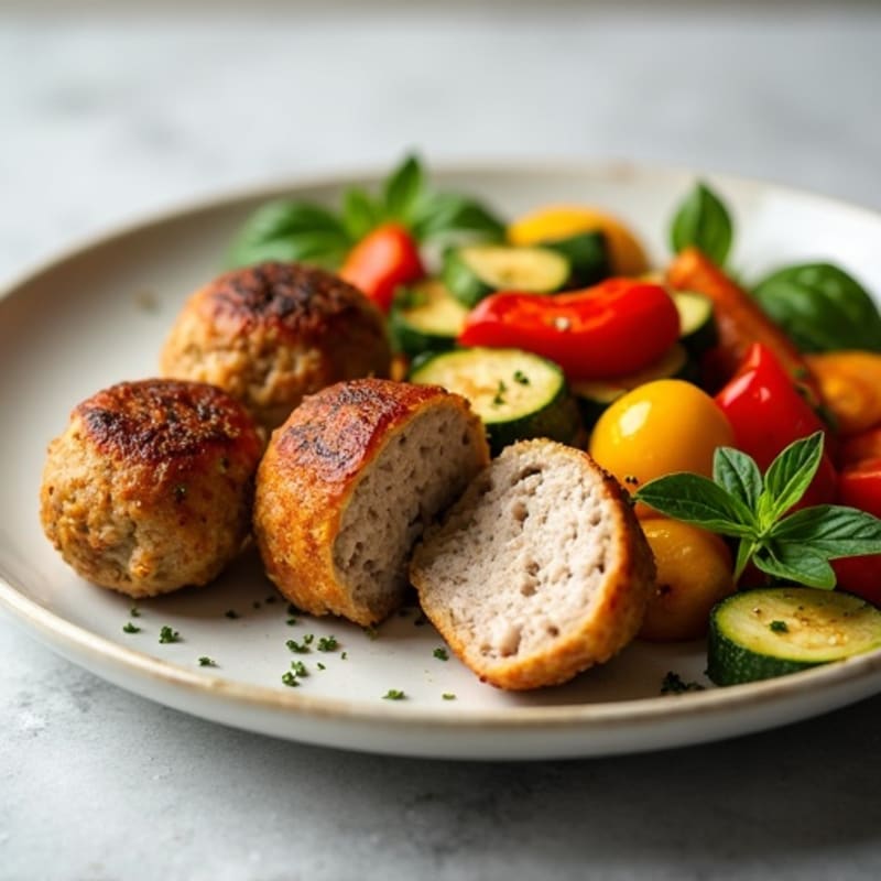 Herb-Seasoned Turkey Meatballs with Roasted Vegetables