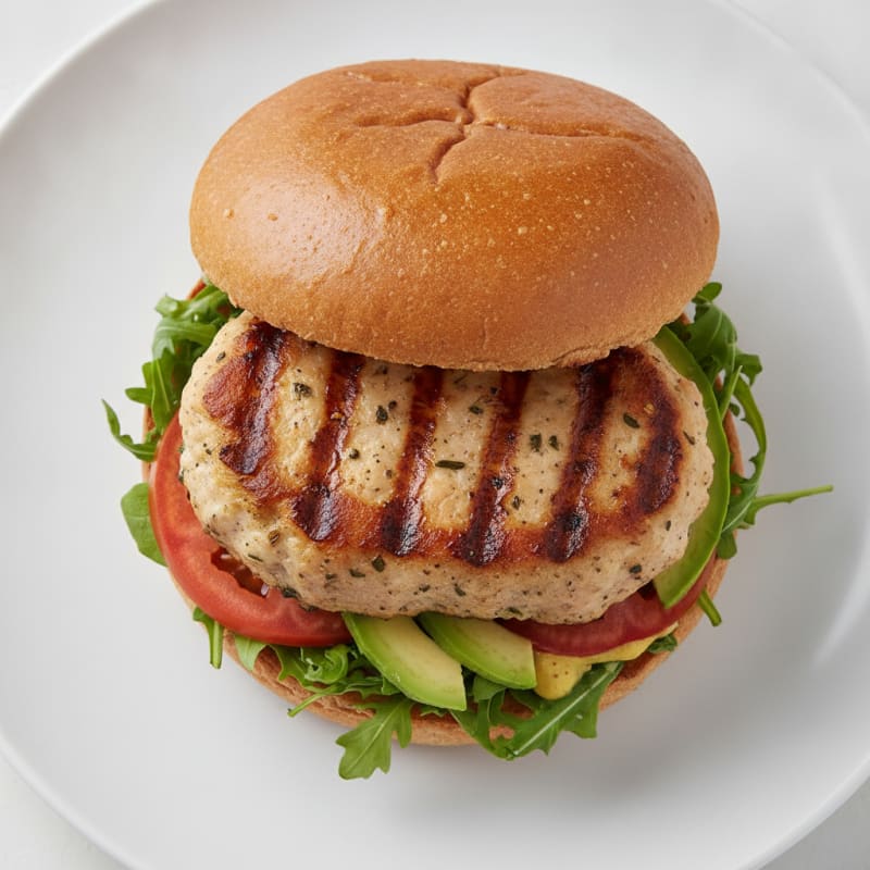 Grilled Chicken Burger with Leafy Greens