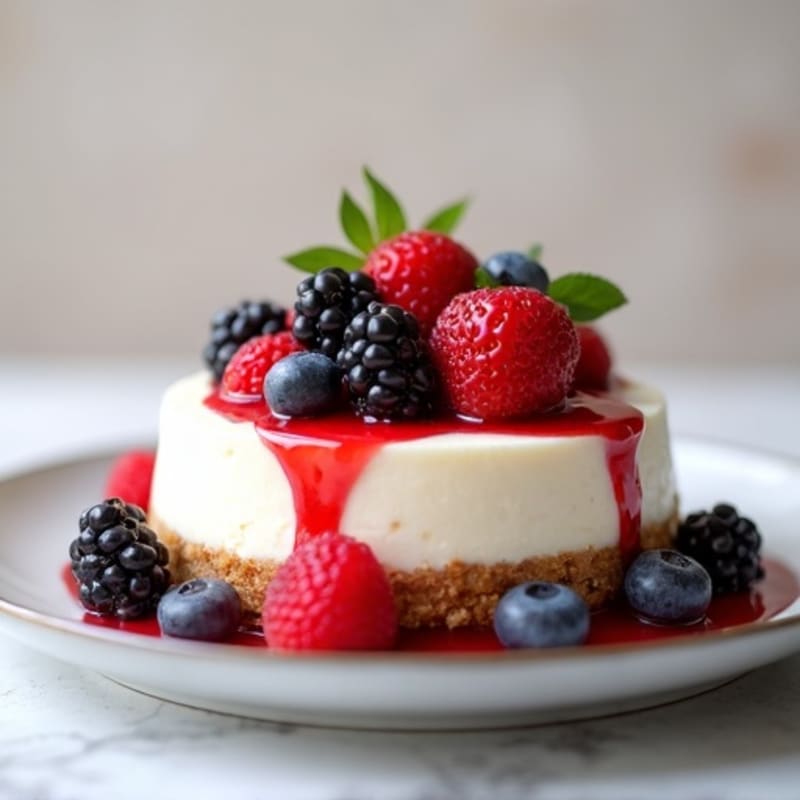 Greek Yogurt Protein Cheesecake with Mixed Berries