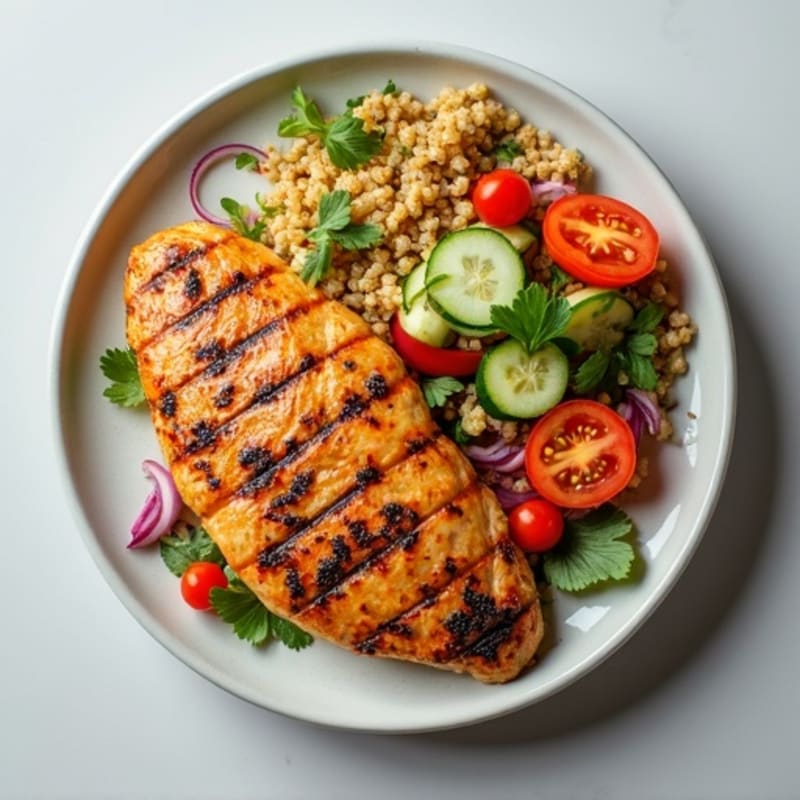 Grilled Chicken Breast with Crunchy Quinoa Salad
