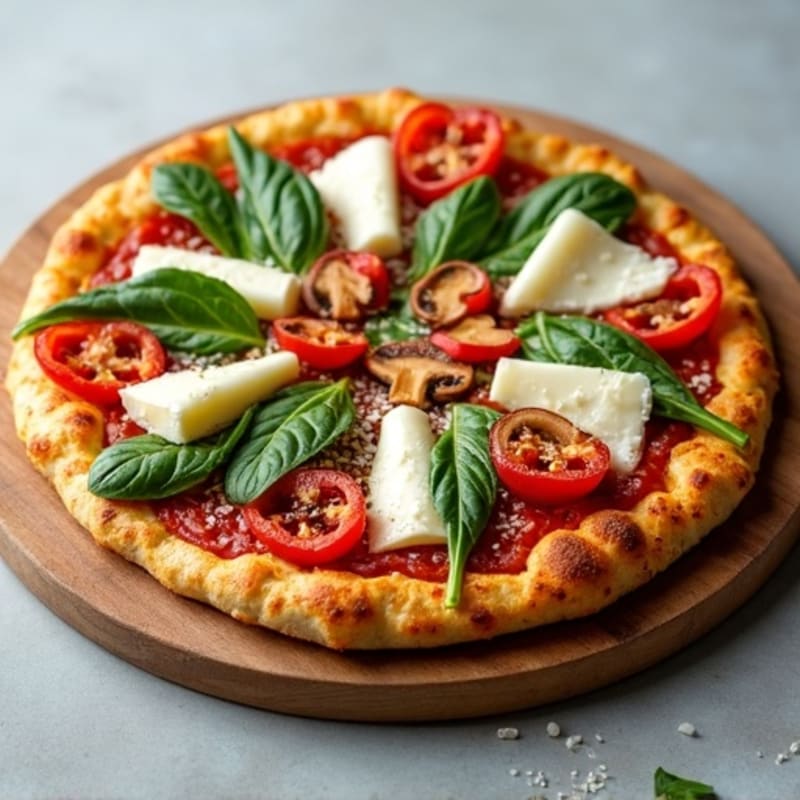 Crispy Chicken Crust Pizza with Fresh Vegetables