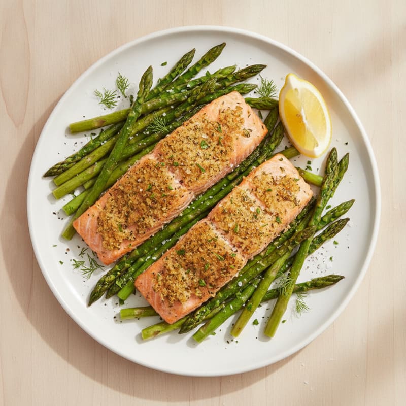 Garlic-Herb Roasted Salmon with Asparagus