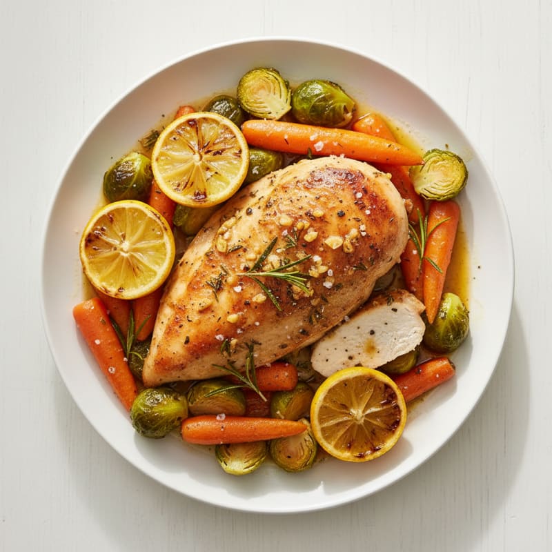 Garlic Herb Roasted Chicken with Lemon