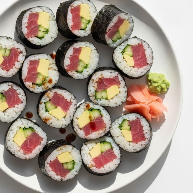 Sushi Rolls with Fresh Tuna and Avocado