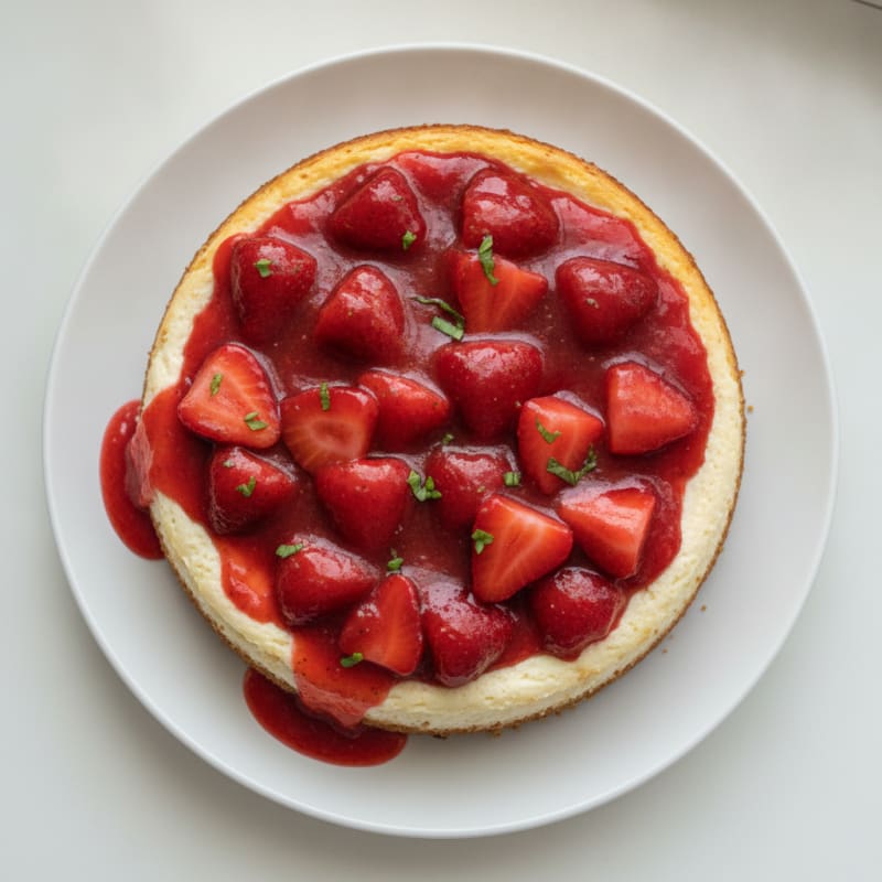 Creamy Protein Cheesecake with Fresh Strawberries