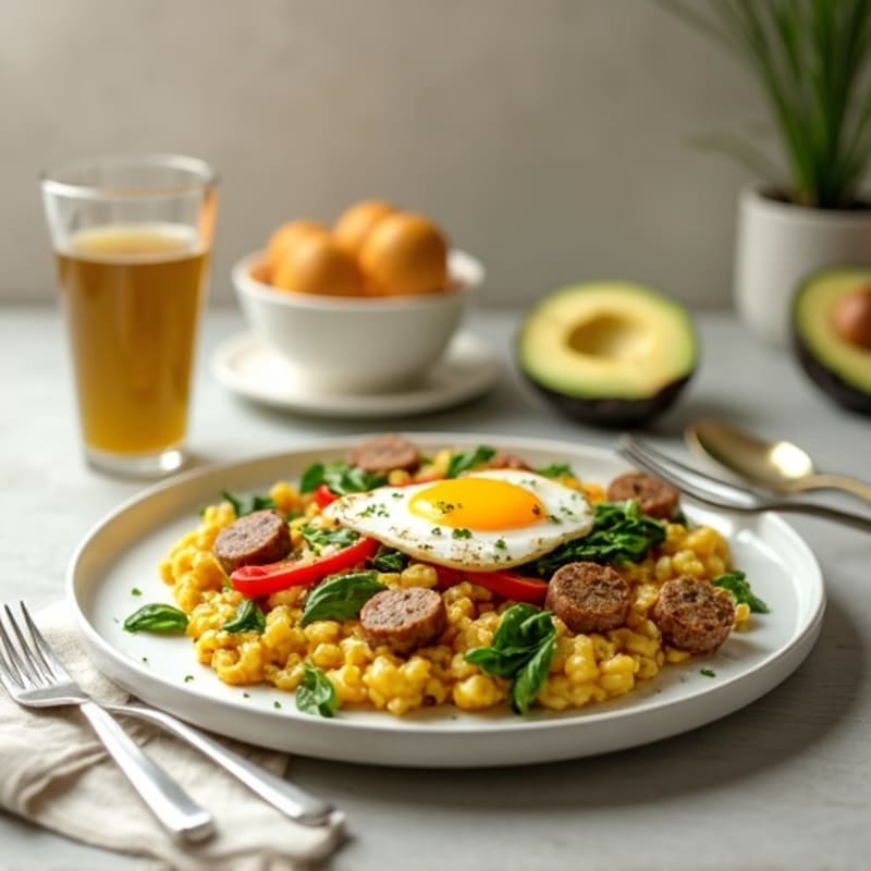 Egg White and Turkey Sausage Scramble with Spinach