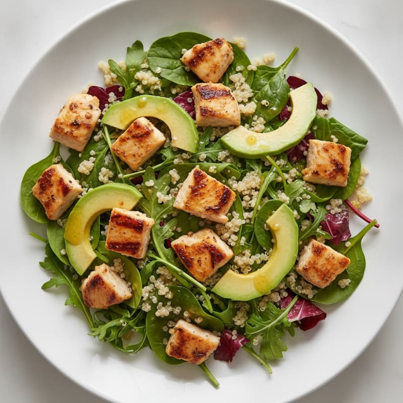 Grilled Chicken Salad with Creamy Avocado and Quinoa