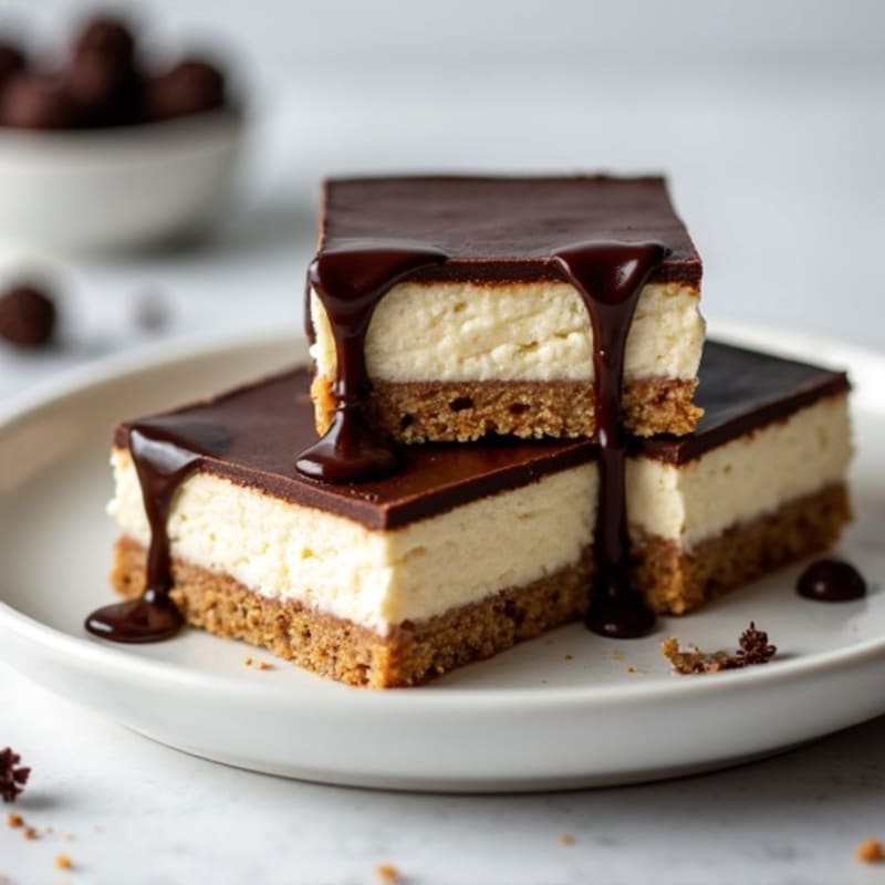Dark Chocolate Greek Yogurt Cheesecake Bars