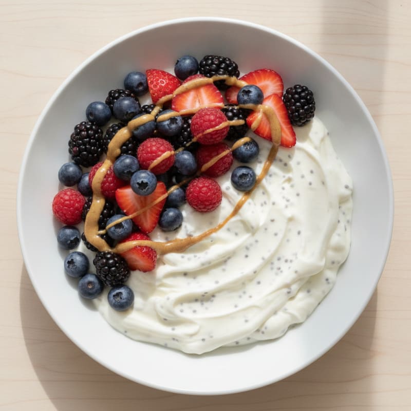 Silky Greek Yogurt Protein Pudding with Mixed Berries