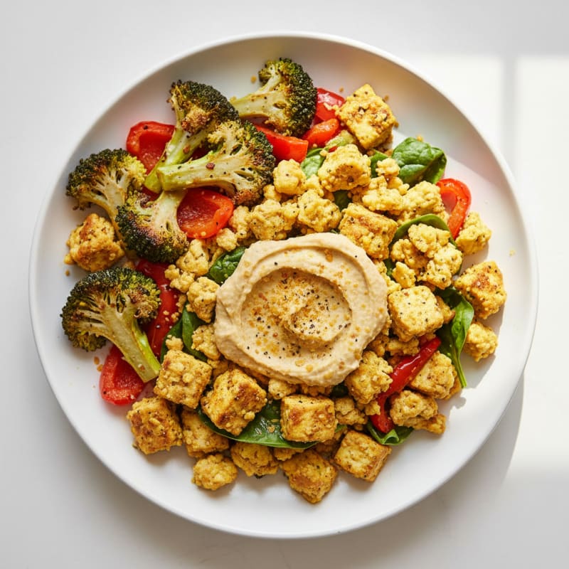 Creamy Spiced Tofu Scramble with Roasted Vegetables