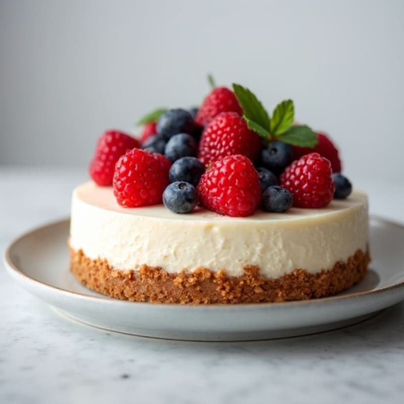 Greek Yogurt Protein Cheesecake with Fresh Berries