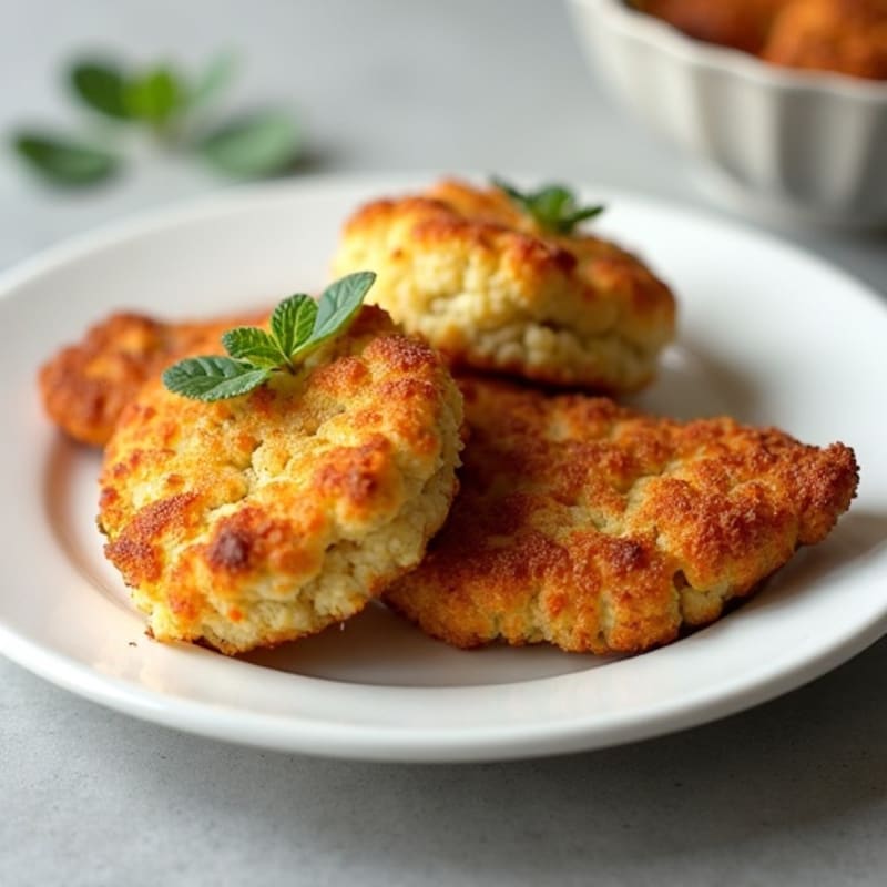 Crispy Air-Fried Chicken with Herb-Roasted Cauliflower Biscuits