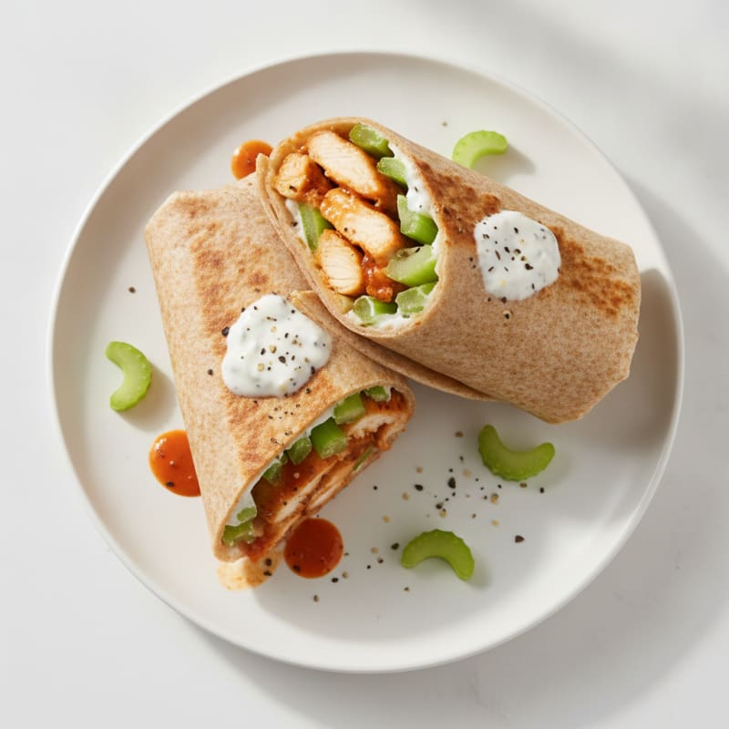 Buffalo Ranch Chicken Wraps with Celery