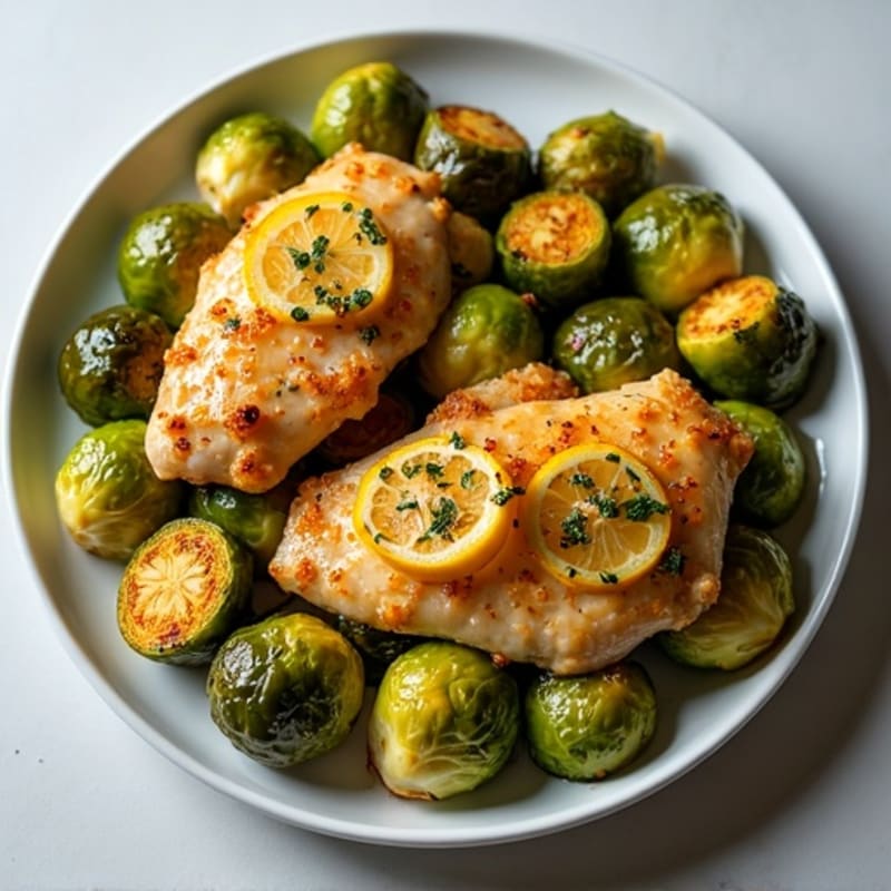 Sheet Pan Lemon-Garlic Chicken and Crispy Brussels Sprouts
