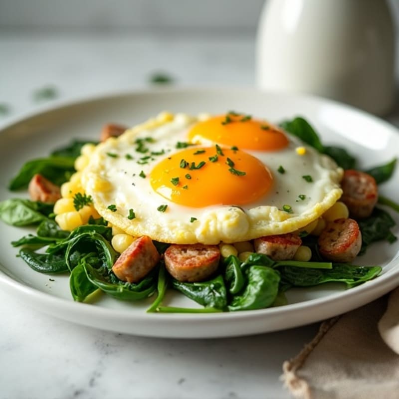 Egg White and Turkey Sausage Scramble with Spinach