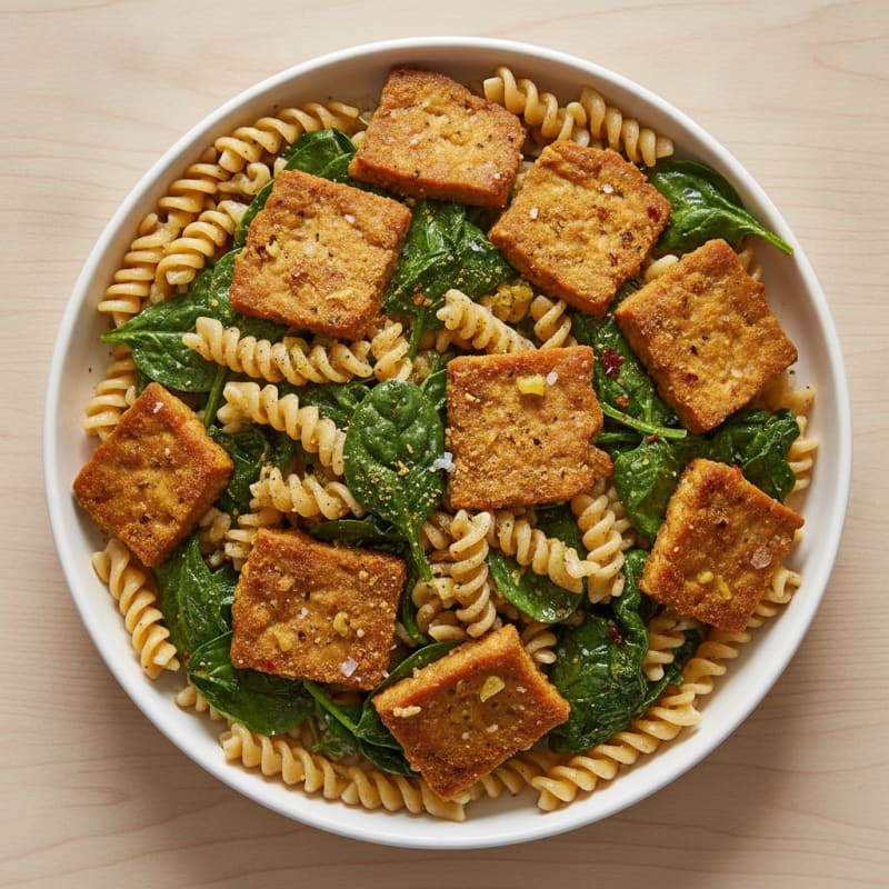 Tempeh and Spinach Protein Pasta