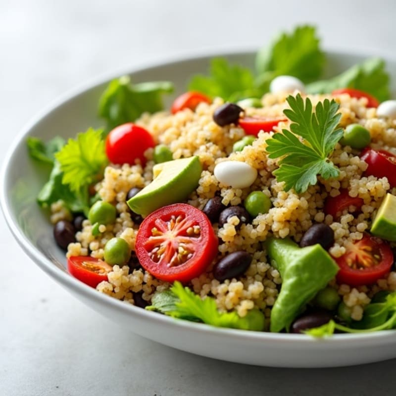 Fresh Quinoa and Black Bean Salad with Creamy Avocado
