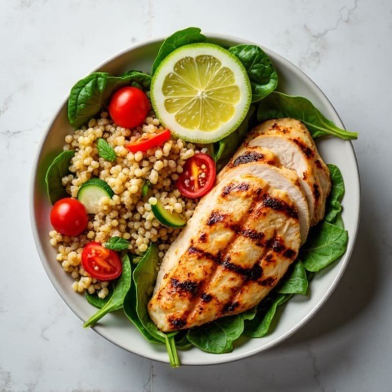 Grilled Chicken Breast with Crunchy Quinoa Salad