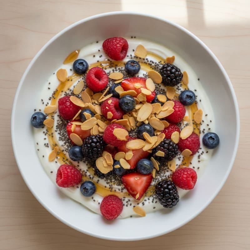 Creamy Greek Yogurt Bowl with Chia Seeds and Mixed Berries