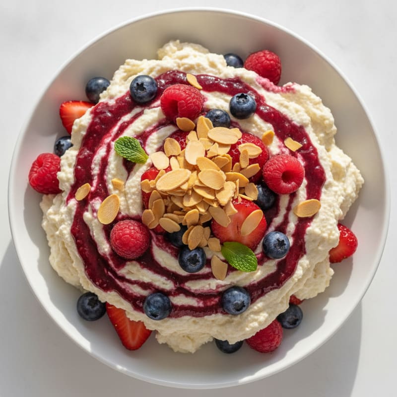Greek Yogurt Protein Mousse with Mixed Berries