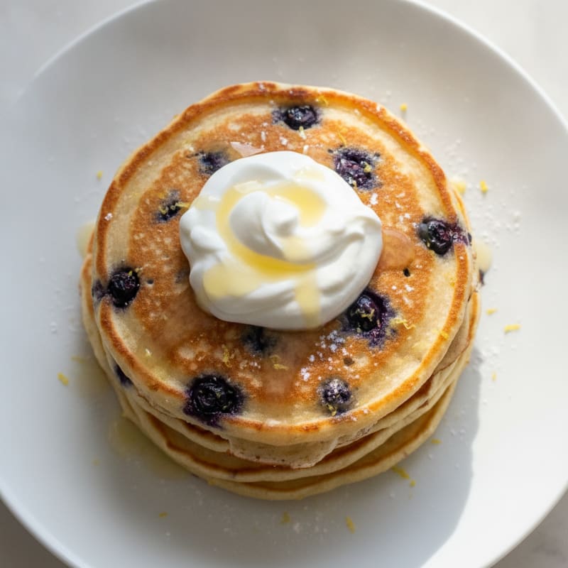 Blueberry Ricotta Pancakes with Lemon Zest