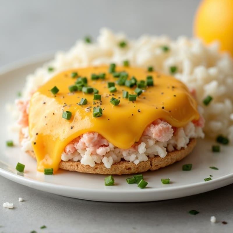 Tangy Cheesy Crab Melts with Fluffy Rice