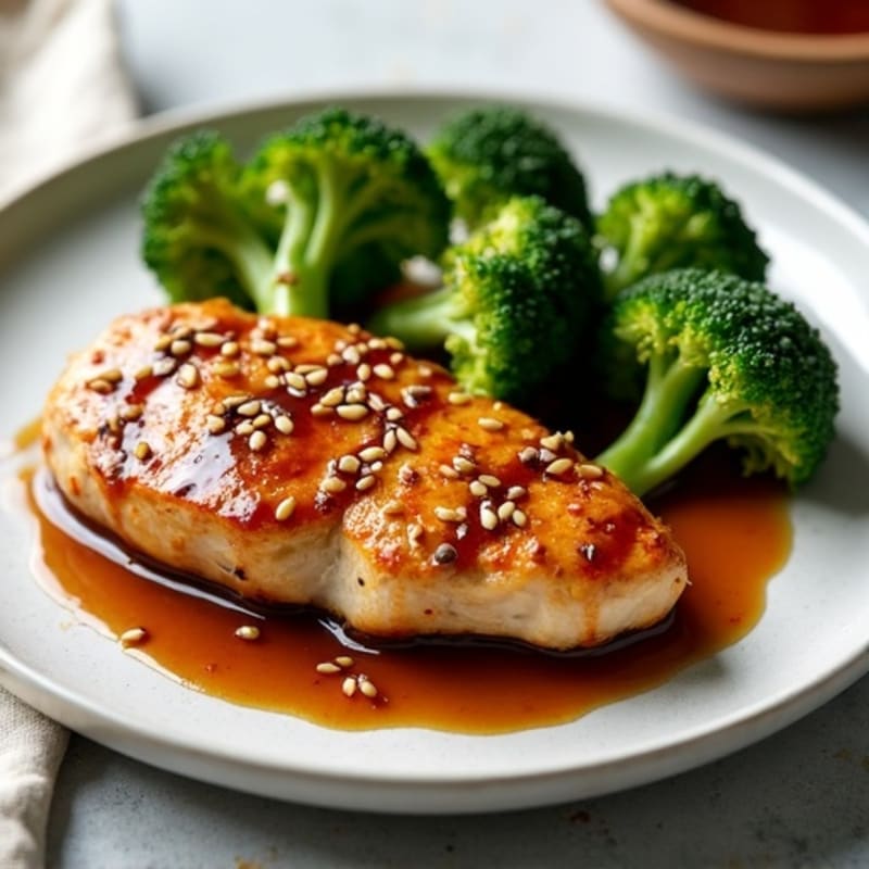 Pan-Seared Sticky Sesame Chicken with Roasted Broccoli
