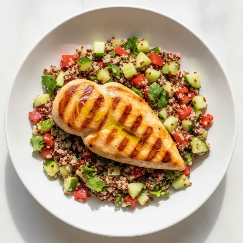 Grilled Chicken Breast with Crunchy Quinoa Salad