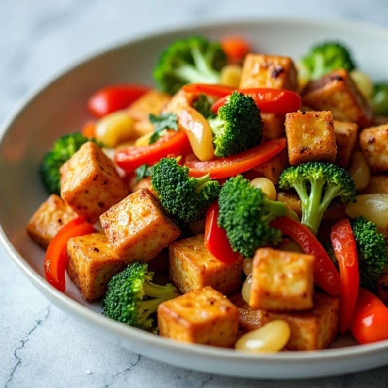Maple Glazed Crispy Tempeh Stir-Fry with Fresh Vegetables