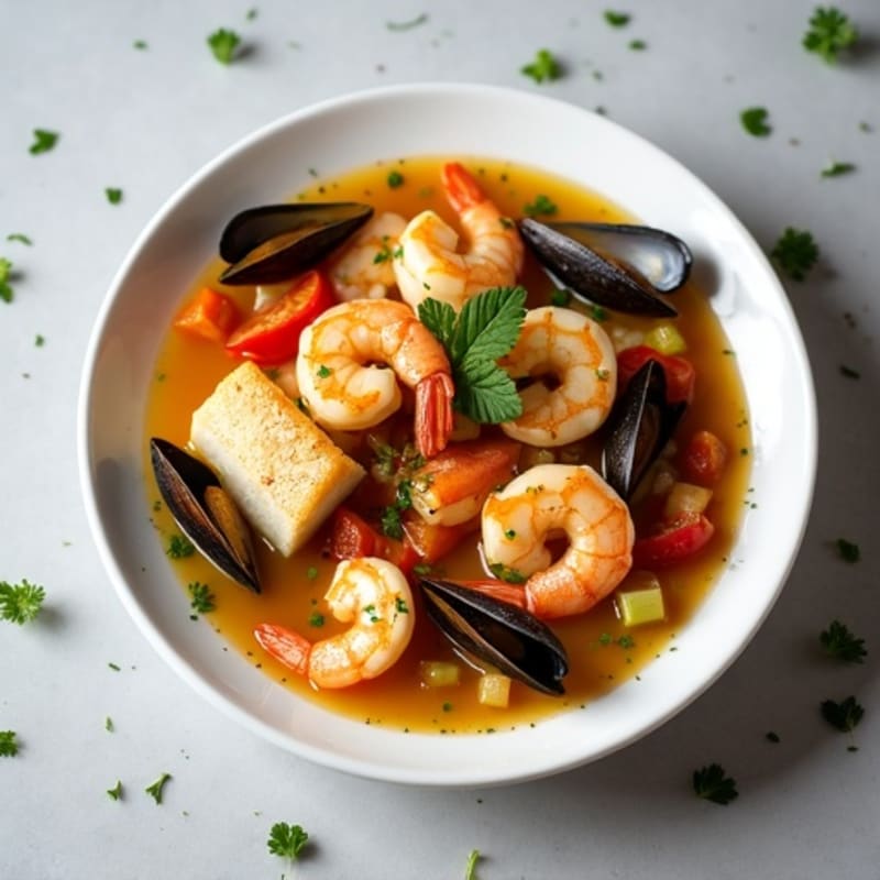Herb-Garlic Seafood Stew with Fresh Fish and Shellfish