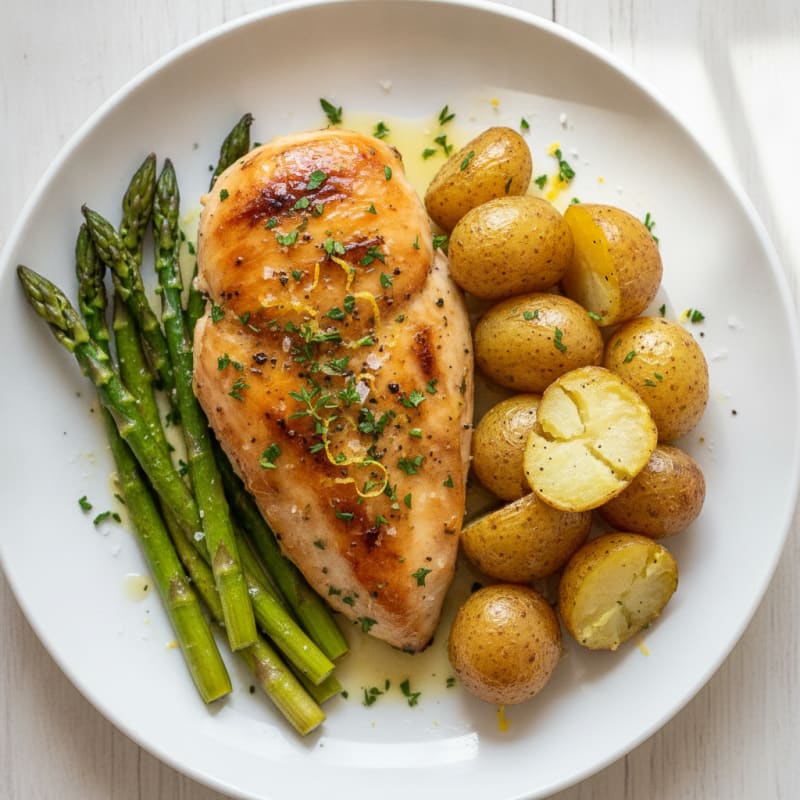 Lemon-Herb Roasted Chicken with Asparagus