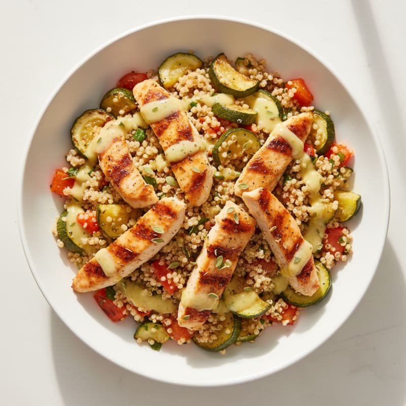 Grilled Chicken and Quinoa Power Bowl with Roasted Vegetables