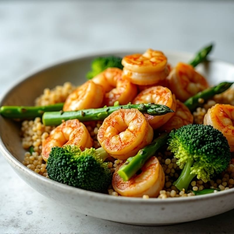 Teriyaki Chicken and Shrimp Stir-Fry with Asparagus and Broccoli