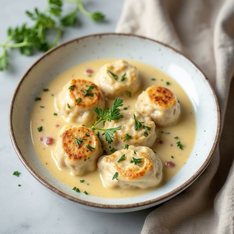 Lightened-Up Creamy Chicken and Herb Dumplings