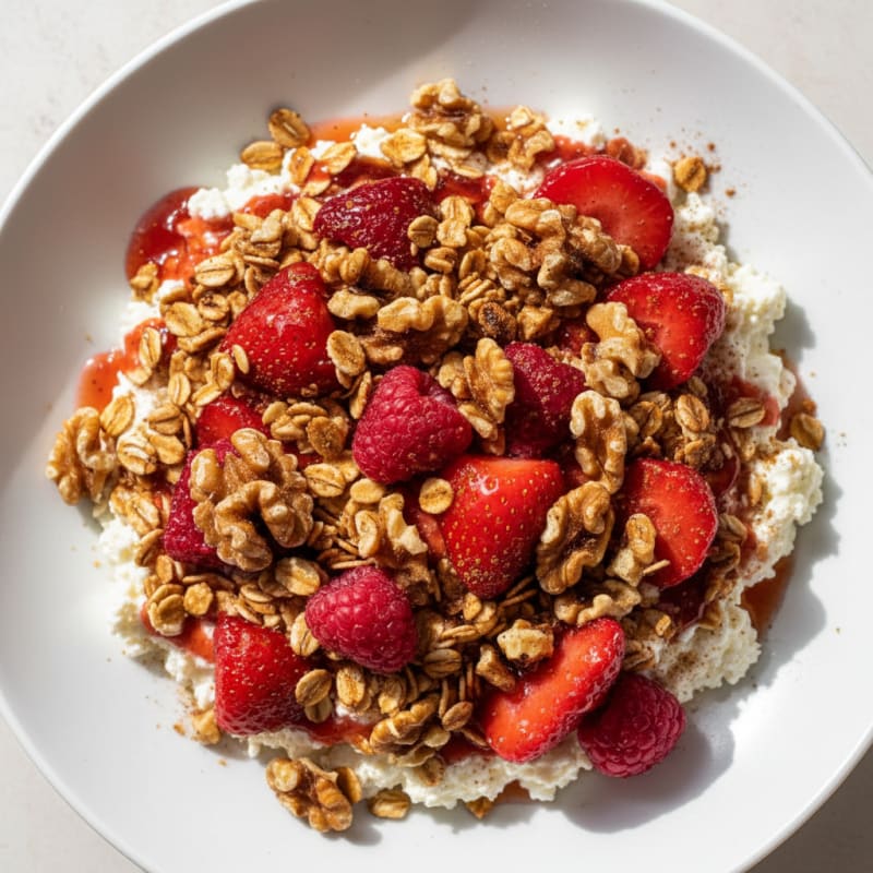 Warm Berry and Toasted Oat Cottage Cheese Bowl