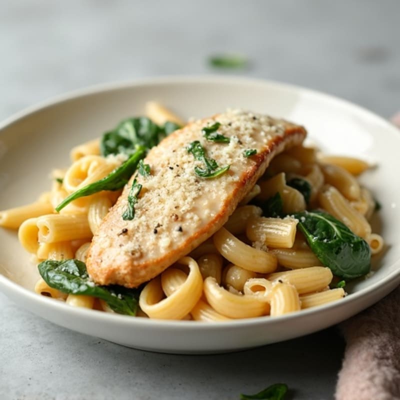 Chicken with Creamy Garlic Pasta