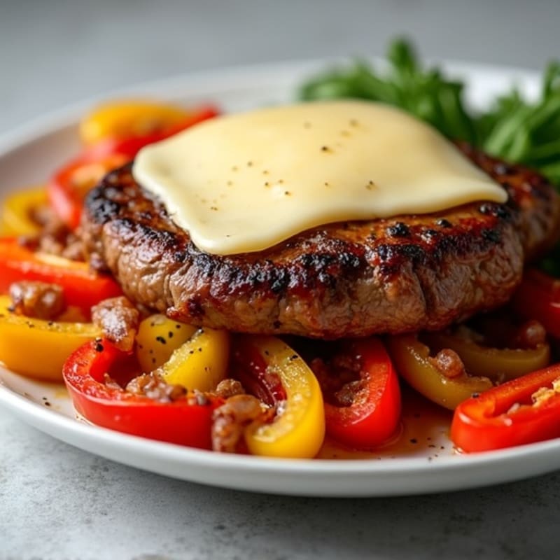 Lean Sautéed Steak with Bell Peppers, Onions, and Melty Provolone