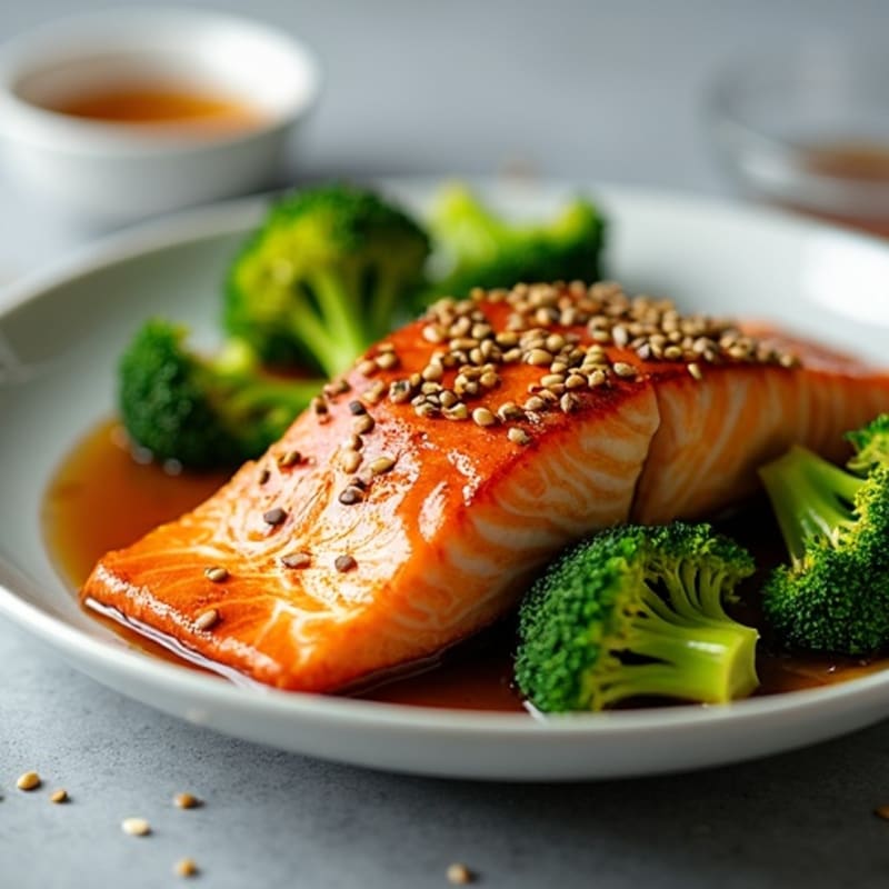 Ginger-Sesame Glazed Salmon with Roasted Broccoli
