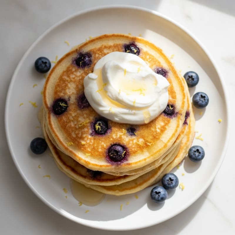 Blueberry Ricotta Pancakes with Lemon Zest