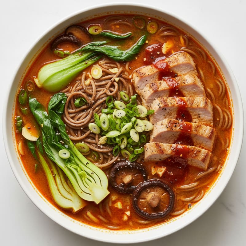 Spicy Sriracha Ramen with Tender Pork