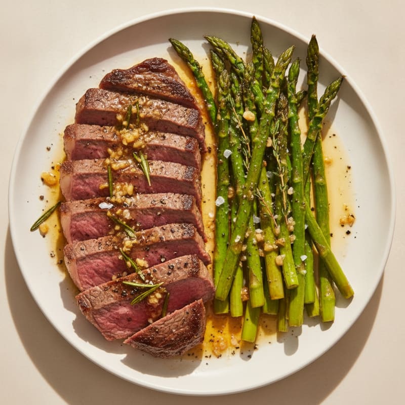 Garlic Herb Butter Steak with Asparagus