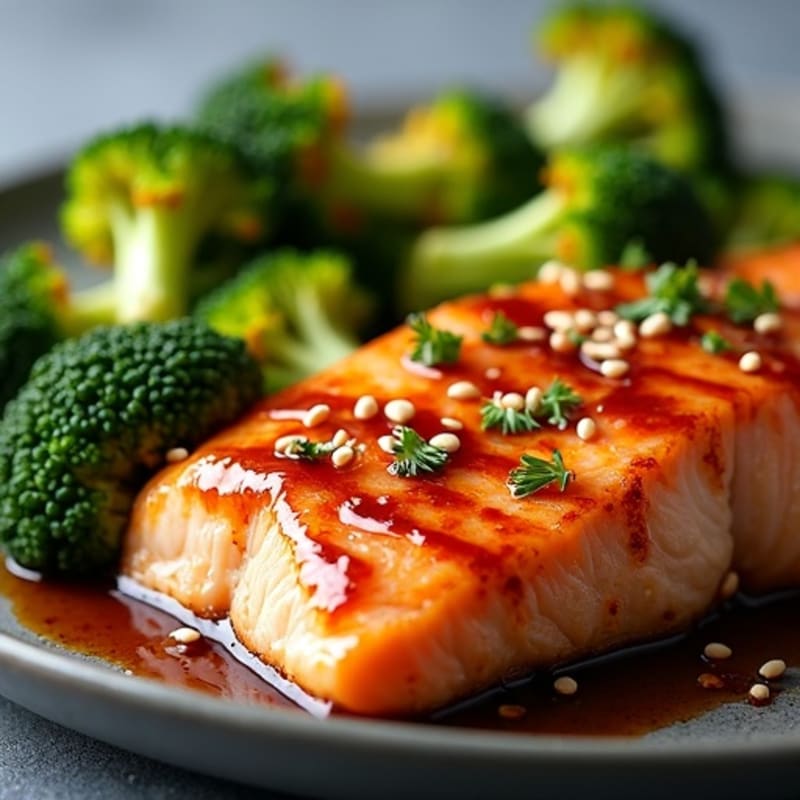 Sheet Pan Teriyaki Glazed Salmon with Crispy Broccoli